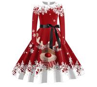 Abito di Natale Donna - Moda Donna Casual Natale Scollo a V Donne Natale Grafico Elegante Abiti Senza Maniche Sexy Floreale (Watermelon Red M)