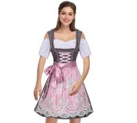 Abito Dirndl tedesco da donna, Abito Dirndl da donna Grembiule rosa | Abito bavarese 1 set per il carnevale 'Oktoberfest