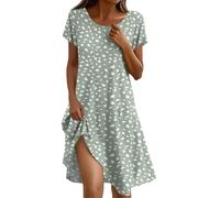Abito Donna Curvy, Floreale Eleganti Civile Summer Estiva Curvy Outfit Corto Semplice Mare Comode Elegante Estate Estivo Maniche Corte Leggero Moda Casual Leggeri Vestiti Donna,M