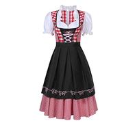 Abito Donna Dirndl Bavaria Oktoberfest - Costume da ragazza Oktoberfest Halloween abito tradizionale tedesco grembiule elegante vestito femminile stile corteo storico