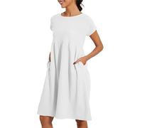Abito Donna Estivo Boho Vestito da Spiaggia Swing Taglie Forti Abiti Boho Curvy Leggera Elasticizzata Vestiti a Maniche Corte Estivi Bohémien Classico Abito Causal Mare Comodo Lunga
