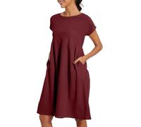 Abito Donna Estivo Boho Vestito da Spiaggia Swing Taglie Forti Abiti Boho Curvy Leggera Elasticizzata Vestiti a Maniche Corte Estivi Bohémien Classico Abito Causal Mare Comodo Lunga