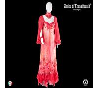 abito donna estivo griff alta moda brand sfilata abito rosso seta fiori strass 1