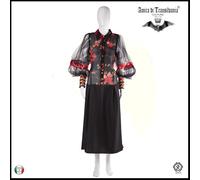 abito donna estivo griff alta moda brand sfilata cocktail rose nero ricamato oro