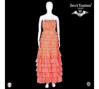 abito donna estivo griff alta moda brand sfilata gala arancione chiffon volant 1
