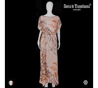 abito donna estivo griff alta moda couture caftano curvy lungo floreale beige 11