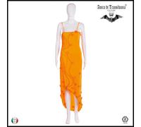 abito donna estivo griff alta moda sfilata arancione fiori ricamato asimmetrico