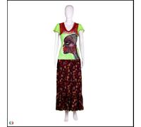 abito donna fashion casual lungo alta moda cotone volant africana caffè fiori