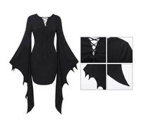 Abito donna nero con maniche ad ala di pipistrello per Halloween notte