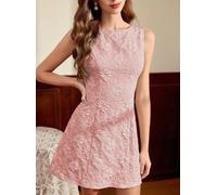Abito Donna Rosa Jacquard Floreale Mini Elegante Aderente Estivo T10260330119P
