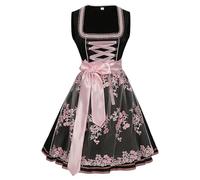 Abito donna stile europeo con corsetto e grembiule vestito lungo elegante retrò tradizione classica costume per festa birra rievocazione storica cosplay taglie assortite completo (Black, XXXL)