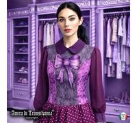 Abito Donna Vestito Alta Moda Couture Seta Chiffon Patchwork Pois Pizzo Velluto