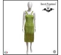 abito donna vestito griff alta moda couture brand uncinetto sexy verde cocktail