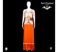 abito donna vestito lungo stile etnico indiano tribu ricamato pizzo cotone rete