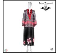 abito donna vestito medio lungo comodo chiffon cerimonia stampato fantasia fiori