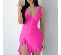 Abito donna vivace primavera estate caratterizzato da un design in nappa alla mo
