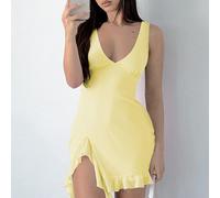 Abito donna vivace primavera estate caratterizzato da un design in nappa alla mo