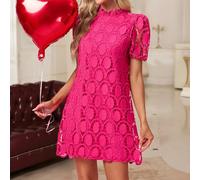 Abito elegante a forma di A in pizzo, lusinghiero per tutti i tipi di fisico, abito da San Valentino, abiti rossi classici ed eleganti L,M,S,XLColore unicoPizzo