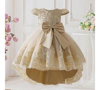 Abito elegante da damigella con fiori ricamati in rete e maniche a cappuccio, adatto per sfilate, gala, feste, compleanni, balli scolastici, non include la fascia per capelli 6Y,7Y,8Y,4Y,5YGraficoTess