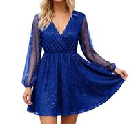 Abito elegante da donna alla moda con maniche in rete e design a schizzi d'oro, lunghezza media, abbigliamento da festa fluido, da indossare con una vestibilità comoda colletto elegante abiti da