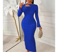 Abito elegante da donna Amarilo con colletto lungo, design con bottoni decorativi, adatto per cene di lavoro, appuntamenti e feste. L'ultimo design elegante per le donne in autunno. L,M,S,XLColore uni