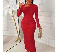 Abito elegante da donna Amarilo per cene di lavoro, appuntamenti e feste, con colletto lungo e design con bottoni decorativi. L'ultimo abito elegante da donna per l'autunno, adatto anche per San Valen