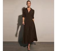 Abito elegante da donna con maniche corte e vita arricciata, versatile per l'ufficio e il pendolarismo, stile moderno con arricciature per la primavera, la stagione dei matrimoni e le uscite quotidian