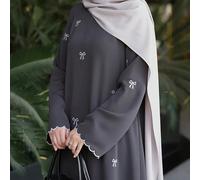 Abito elegante da donna con ricamo a farfalla, abaya islamica - Abito lungo formale e casual per il Ramadan, vestito lungo fino ai piedi, adatto per il Ramadan, la preghiera, i viaggi - Abbigliamento
