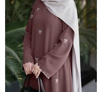 Abito elegante da donna con ricamo a fiocco stile islamico - Abaya lunga da cerimonia e casual per il Ramadan, vestito lungo fino ai piedi, adatto per il Ramadan, la preghiera, i viaggi - Abbigliament