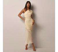 Abito elegante da donna con spalla asimmetrica arricciata, con spacco alto e lunghezza media, romantico per appuntamenti, San Valentino, vacanze, matrimoni in spiaggia, ospiti di matrimonio L,M,S,XSCo
