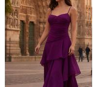 Abito elegante da donna con volant asimmetrici sulle spalline, versatile per la primavera, design minimale delle spalline adatto per feste, balli, serate, compleanni, matrimoni e altre occasioni, stil