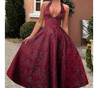 Abito elegante da donna invernale Unadoll, sexy, con schiena scoperta, colletto a collo alto, cinturino, tessuto jacquard 3D, adatto per cena, appuntamento, inizio scuola, festa di cocktail, matrimoni