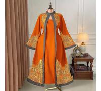 Abito elegante da donna taglie forti, stile vacanza, con collo alla coreana, maniche a sbuffo, vestibilità aderente, stampa (Vibes di "Woe Is Me") (Estetica del Mercoledì) 0XL,1XL,2XL,3XL,4XLTradizion