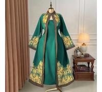 Abito elegante da donna taglie forti, stile vacanza, con stampa, collo alla coreana, maniche a sbuffo, vestibilità aderente (Vibes di "Woe Is Me") (Estetica del Mercoledì) 0XL,1XL,2XL,3XL,4XLTradizion