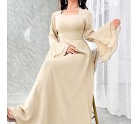 Abito elegante da festa con maniche a sbuffo, decorazione con cristalli, patchwork di materiali eterogenei, vita stretta, effetto lusinghiero L,M,S,XL,XS,XXL,XXS,XXXL,XXXXLColore unicoTessuto intrecci