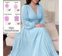 Abito elegante da principessa francese con maniche a balze e arricciature, linea ad A, adatto per vacanze, matrimoni, damigelle, feste, colore giallo tinta unita, taglie comode 0XL,1XL,2XL,3XL,4XLColo