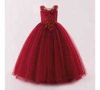 Abito elegante da ragazza pre-adolescente in rete ricamata, adatto per ospitare e partecipare a eventi formali, esclusa fascia per capelli 7Y,8Y,9Y,10Y,11-12Y,12YTessuto in tulle