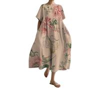 Abito Elegante Donna Curvy Manica Corta Curvy Scollo a V Vestito Maxi Boho Fiore Stampato Lungo Abiti Cerimonia vestibilità Comoda Donna Moda Abiti Estivi Donna Abito Lungo da Spiaggia Floreale
