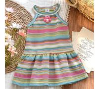 Abito elegante e alla moda senza maniche con scollo a canottiera, adatto per la spiaggia e i viaggi 6-9M,9-12M,12-18M,18-24M,2-3YA strisce,PianteTessuto