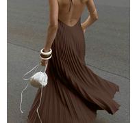 Abito elegante e casual da indossare in primavera/estate 2026, adatto per il pendolarismo, uso quotidiano, appuntamenti, vacanze, tea festa, spiaggia, con schiena scoperta e pieghe, ideale per San Val