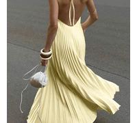Abito elegante e casual da indossare in primavera/estate 2026, adatto per il pendolarismo, uso quotidiano, appuntamenti, vacanze, tea festa, spiaggia, con schiena scoperta e pieghe, ideale per San Val