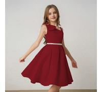 Abito elegante e minimalista da damigella d'onore per matrimoni e feste, con una spalla, vita stretta e gonna a-line, con fascia in vita decorata con perle, adatto a ragazze adolescenti 8Y,9Y,10Y,11Y,