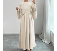 Abito elegante e minimalista di alta gamma, adatto per l'ufficio, i trasferimenti, la spiaggia, i festival musicali, il pomeriggio del tè, il derby, la regata, colore unito, collo rotondo, 2 in 1 con 