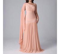 Abito elegante e romantico con un solo spallina, vita arricciata e plissettata, linea ad A, adatto per serate, feste, appuntamenti, balli, vacanze, matrimoni, damigelle d'onore, taglie comode 0XL,1XL,