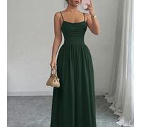 Abito elegante e romantico da donna in chiffon con spalline a spaghetti, vita stretta e gonna fluente, adatto per gli ospiti di matrimoni, raduni di sorelle L,M,S,XL,XS,XXLColore unicoTessuto intrecci