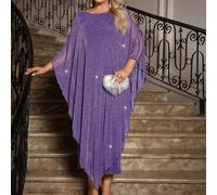 Abito elegante in chiffon con mantellina, abito da cerimonia lungo per ospiti di matrimonio, abito da cocktail formale per la madre della sposa di taglia grande 0XL,1XL,2XL,3XL,4XL,5XLstampa dappertut
