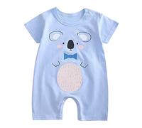 Abito Elegante Neonati appena nati Neonati maschi Ragazze Cartoon pagliaccetto manica corta simpatici animali tuta abiti vestiti Vestito Bambina 0 3 Mesi (Blue, 3-6 Mesi)