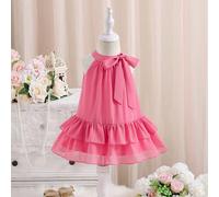 Abito elegante senza maniche a-line di colore unito per bambine. Senza disegni, ha un aspetto più minimalista ed elegante. La silhouette a-line è graziosa e generosa. Questo abito è adatto a varie occ