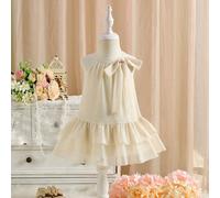 Abito elegante senza maniche a-line per bambine, di colore unito. Senza disegni, appare più semplice ed elegante. La silhouette a-line è graziosa e generosa. Questo abito è adatto a varie occasioni, p