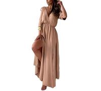 Abito elegante, sexy con scollo a V con spacco laterale da donna, maxi abito con scollo a V profondo e spacchi laterali sexy per abiti lunghi